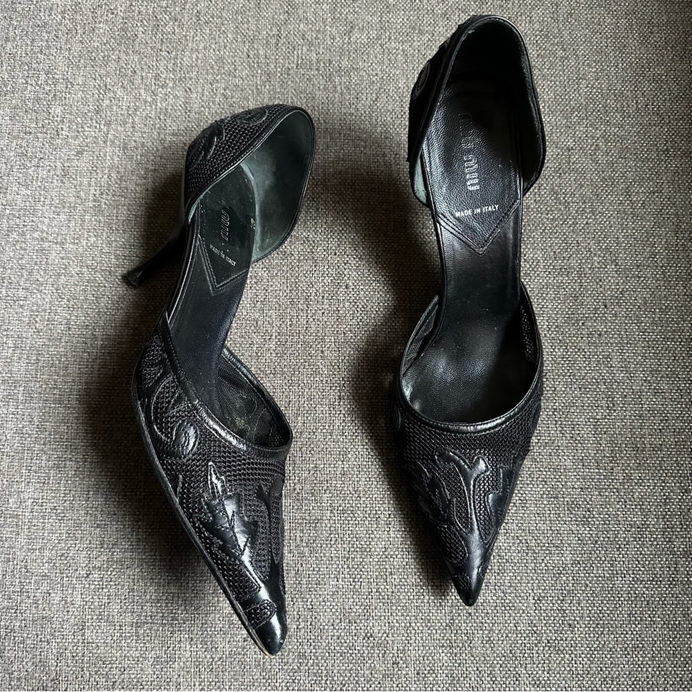 Vintage Miu Miu black western style d’orsay heels - Picture 2 of 7